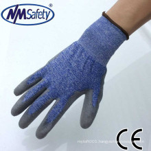 NMSAFETY safety equipment 18 knit anticut level 4 PU palm coated knitted gloves